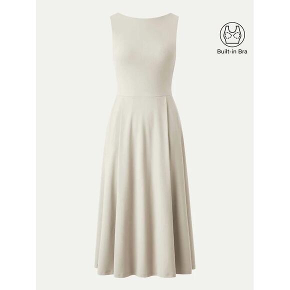 OGL MOVE Dresses & Skirts - OGL NWT -XS Boatneck Bamboo Ponte Brami Midi Dress with Pockets